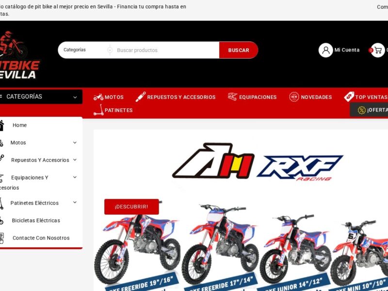 Pitbike Sevilla — Tienda online PrestaShop (desarrollo integral)