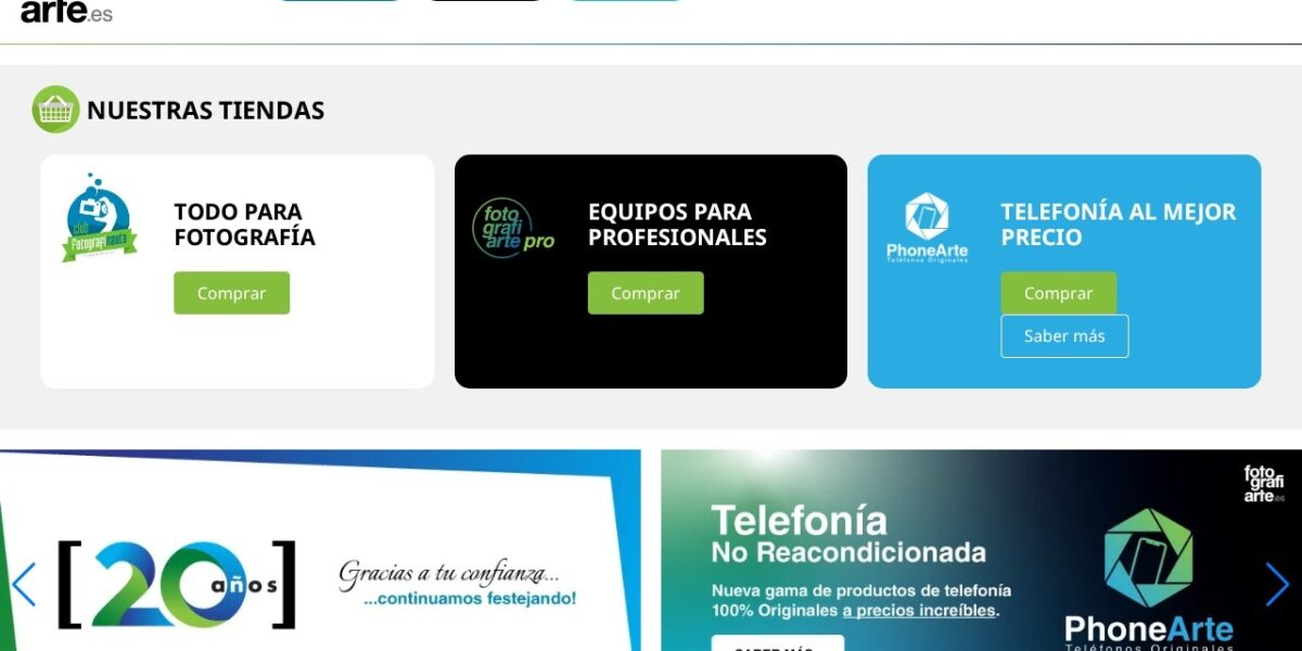 Fotografiarte — Mantenimiento PrestaShop — captura del proyecto
